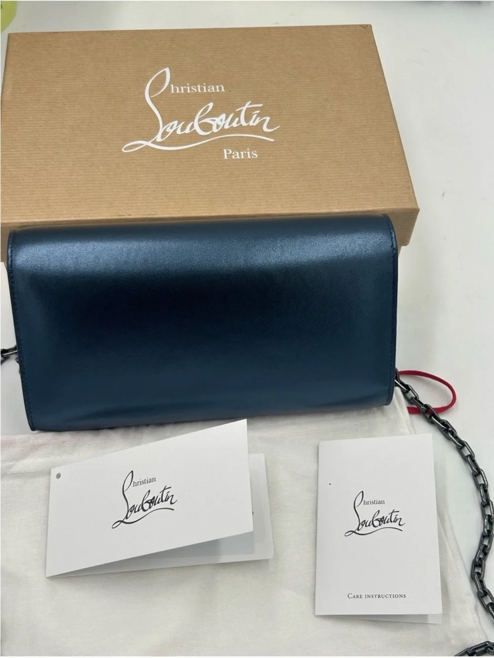 Women’s Christian Louboutin, Bettina, Napa, lamb leather wallet on a chain
